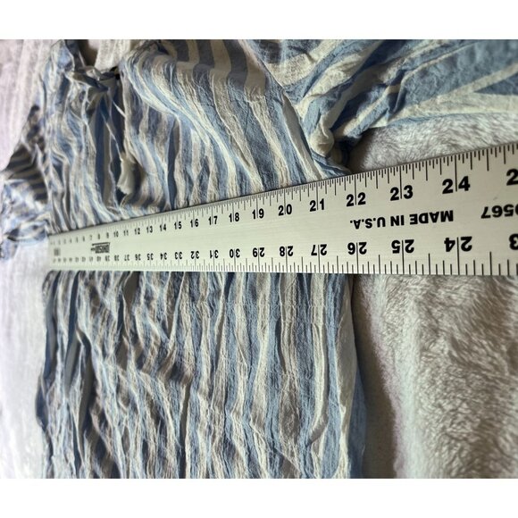 J.Crew Womens Blue & White Striped 3/4 Sleeve Beach Tunic Top Blouse Tassel Neck - Picture 6 of 8